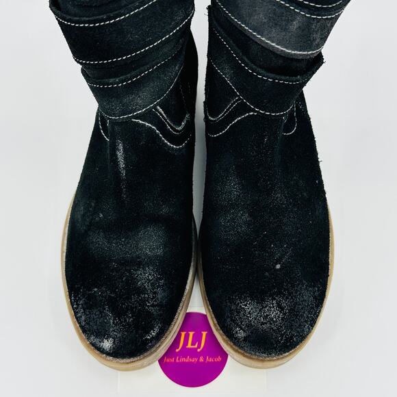 Roan by Bed Stu Women's Lola Black Distressed Leather Moto Boots Size 6.5 - Picture 4 of 11